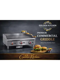 جريل كروم 91سم نظام امريكي - Medium Stainless Steel 3 Head Gas Griddle